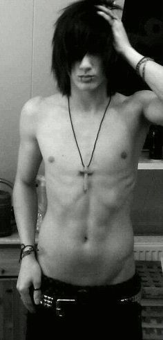 emo guy shirtless - hj tease nude bent